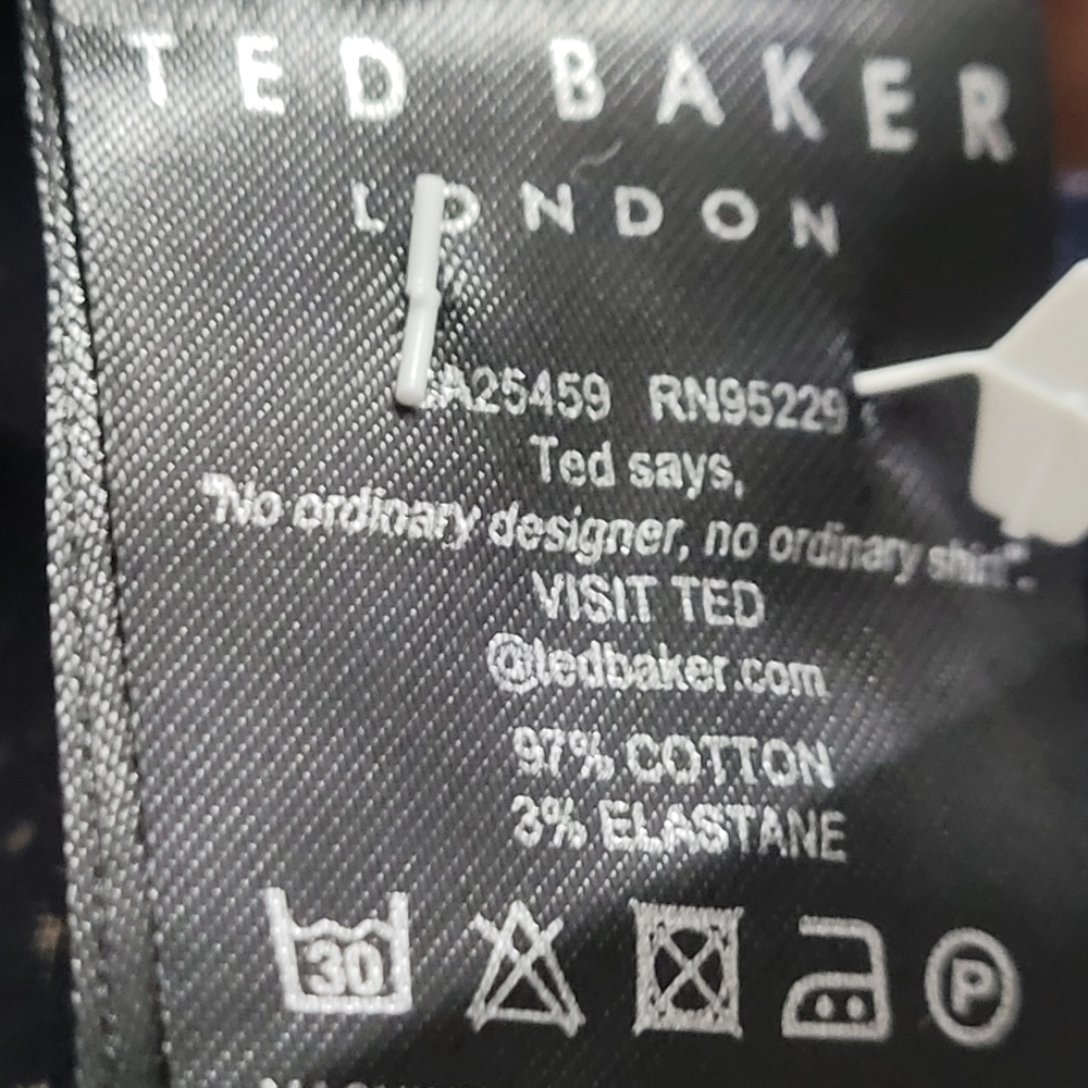 Ted Baker Men's Navy Blue Polka Dot Shirt Size 7 / 2X? Premium Quiet Luxury - Picture 5 of 8